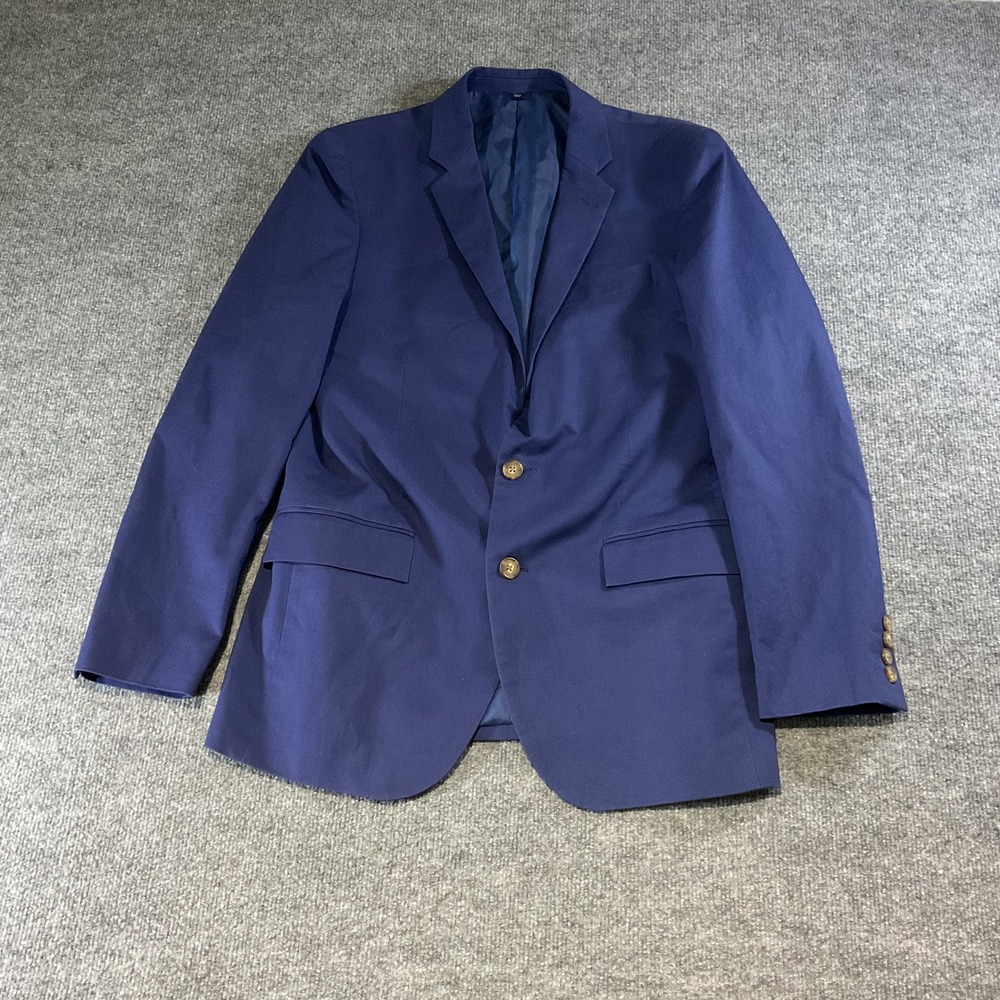 J.Crew Thompson Navy Blue Blazer Mens 38R Cotton Sport Coat Two Button Jacket